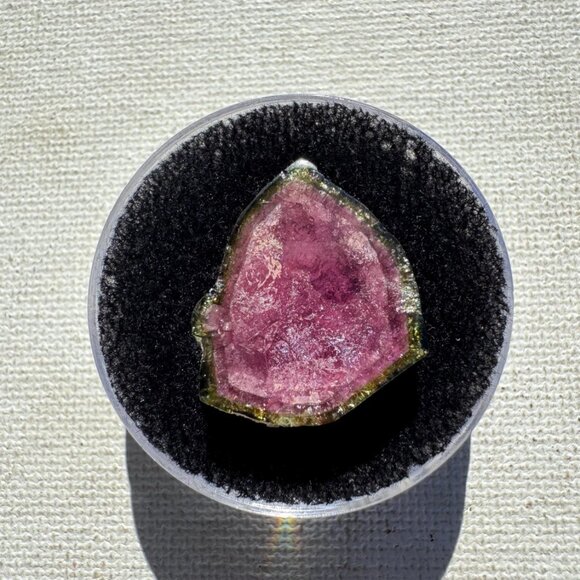 17.5 cts. Watermelon Tourmaline Natural Crystal Slice - Custom Cabochon #4 - Picture 2 of 5